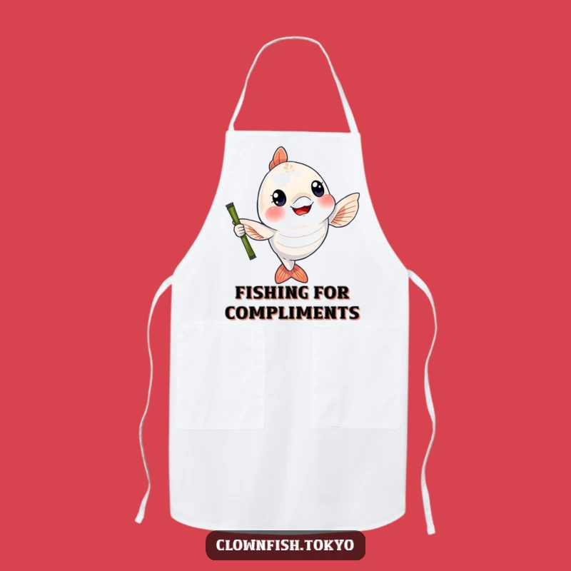 Funny Fish Bamboo Apron: Kitchen Fun with Cheerful Fish Waving Rod, Great Gift