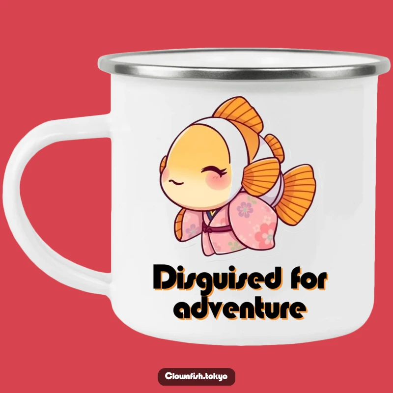 Funny Clownfish Floral Kimono Camping Mug: Adventure Ready Humor, Perfect Funny Gift