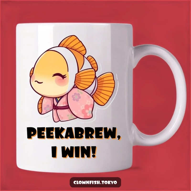 Funny Clownfish Floral Kimono Mug: Playful Peek-a-Boo Character, Perfect Funny Gift