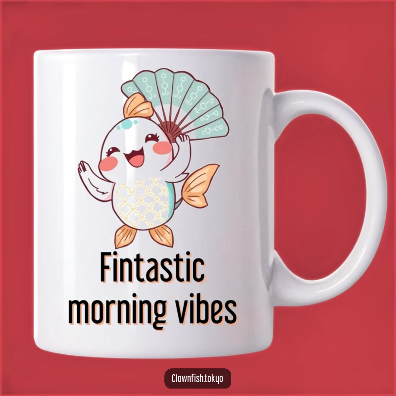 Funny Fish Fan Dancer Mug: A Joyful Patterned Fish Twirling a Decorative Fan, Perfect Funny Gift