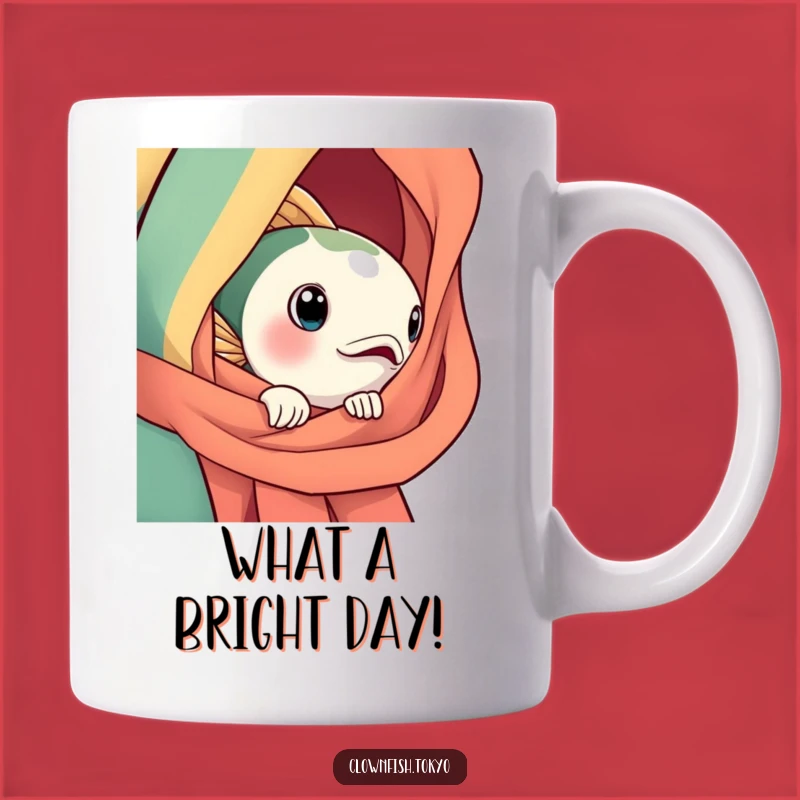 Funny Fish Obi Mug: Curious Bright Fish Peeking from Silk, Perfect Japanese-Themed Funny Gift