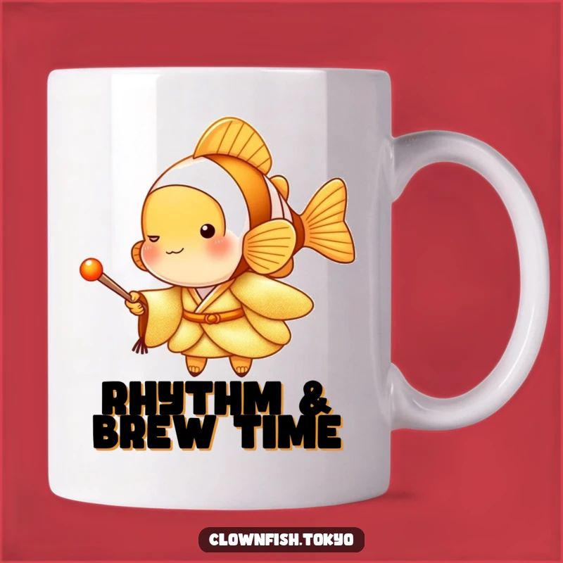 Funny Clownfish Golden Kimono Drumstick Mug: Unique Character Art, Perfect Funny Gift