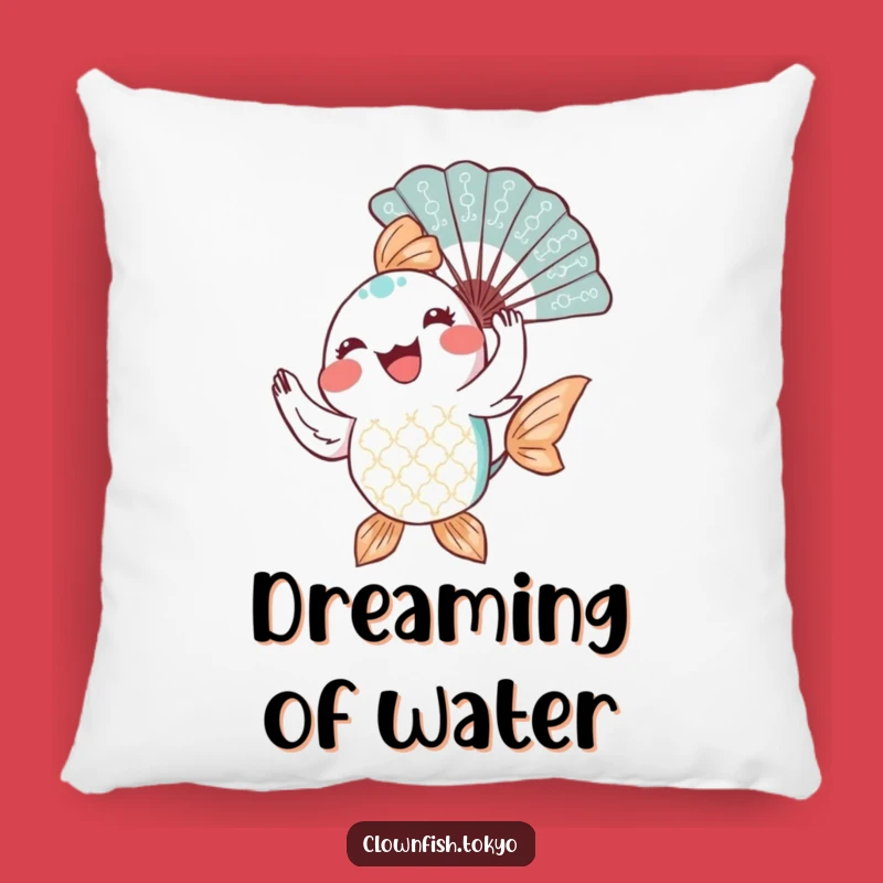 Funny Fish Fan Dancer Pillow: Cozy Cushion with a Joyful Fish Twirling a Fan, Perfect Gift