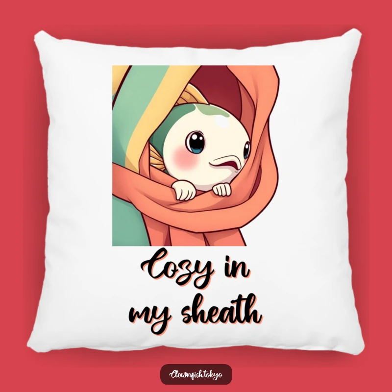 Funny Fish Obi Pillow: Decorative Cushion with Curious Fish Peeking from Silk, Gift