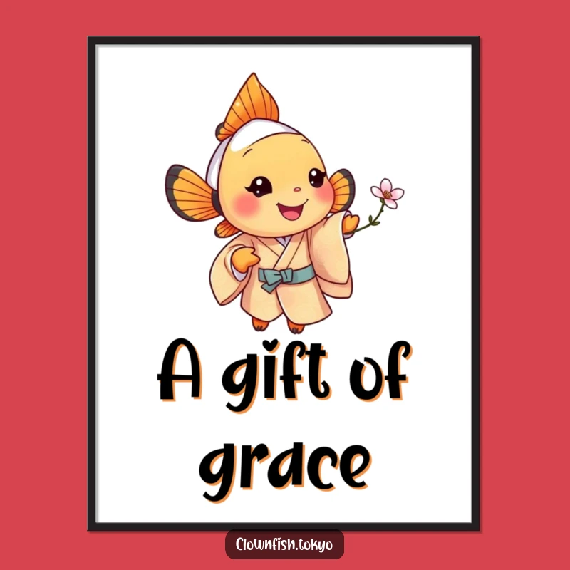 Funny Clownfish Blossom Digital Art - Jolly Kimono Fish Printable Gift