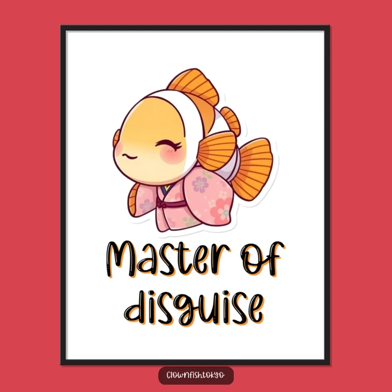 Funny Clownfish Floral Kimono Digital Art: Playful Decor, Instant Funny Gift Download