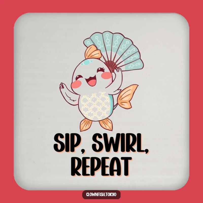 Funny Fish Fan Dancer Coaster: Protect Surfaces with a Joyful Fish Twirling a Fan, Gift