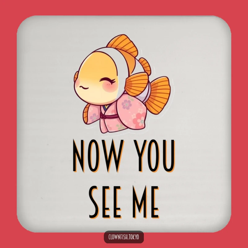 Funny Clownfish Floral Kimono Coaster Set: Protect Surfaces with Humor, Great Funny Gift