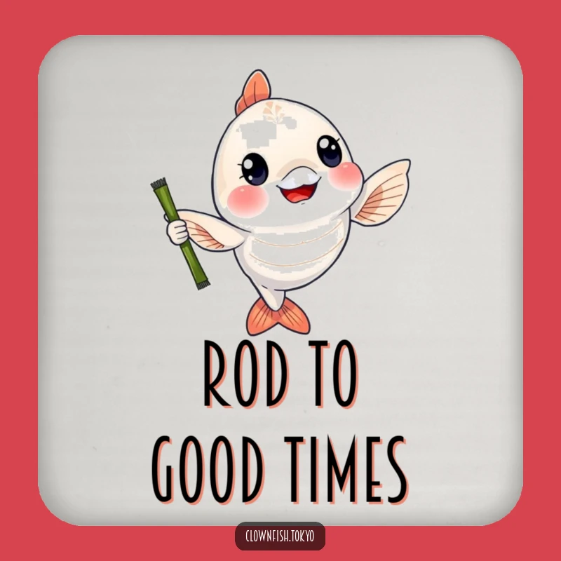 Funny Fish Bamboo Coaster: Protect Surfaces with Cheerful Fish Waving Rod, Gift