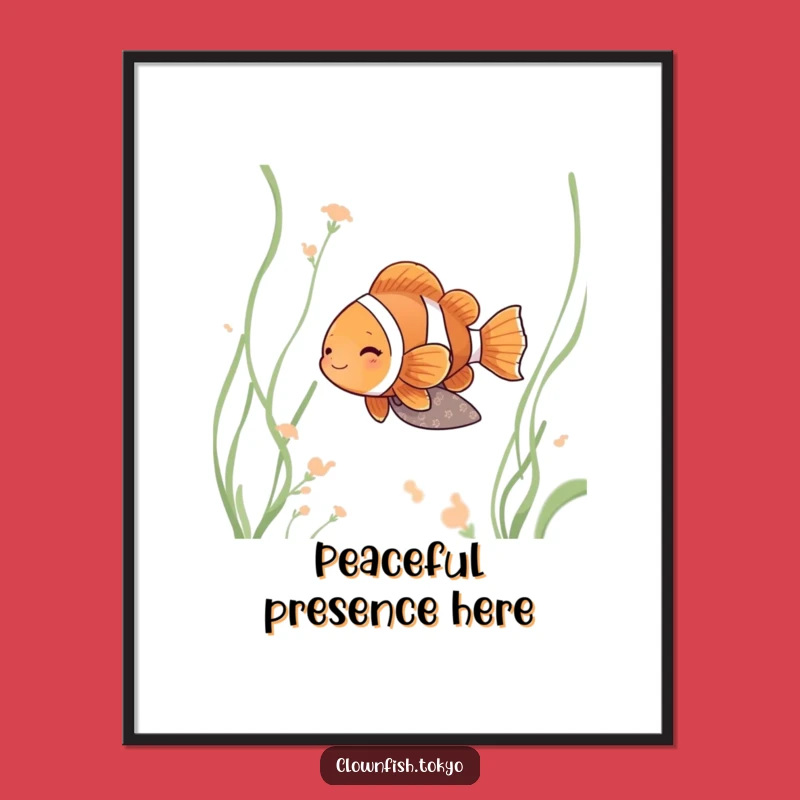 Funny Clownfish Zen Poster - Serene Kimono Fish Wall Art Gift