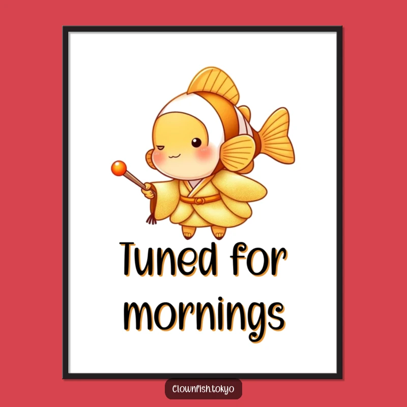 Funny Clownfish Golden Kimono Poster: Musical Art, Wonderful Funny Gift