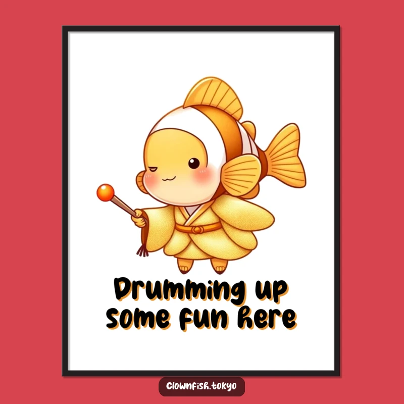 Free Printable Clownfish Wall Art: Golden Kimono Drummer Downloadable Decor