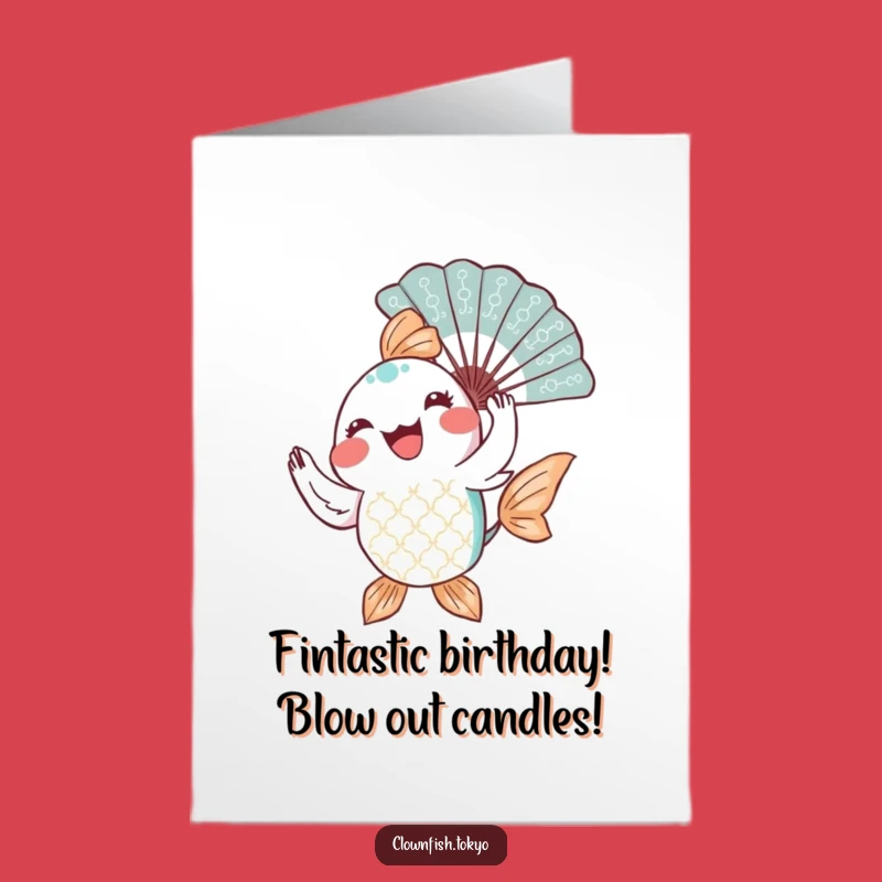 Free Printable Joyful Fish Birthday Card: Twirling Fan Fun Downloadable Gift