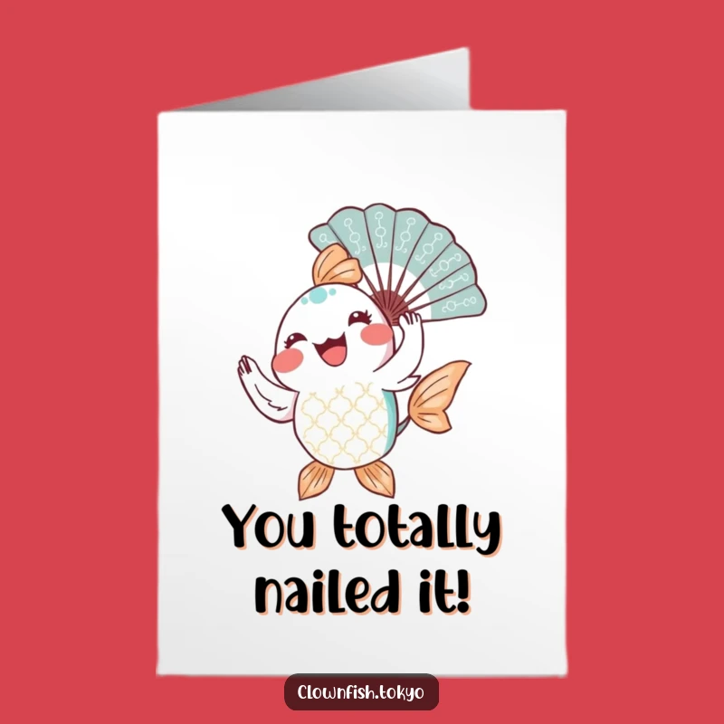 Free Printable Fish Fan Congratulations Card: Twirling Fan Success Downloadable Gift