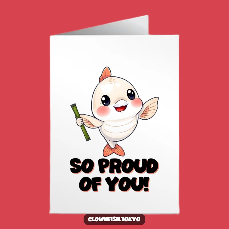 Free Printable Fish Bamboo Congratulations Card: Waving Success Downloadable Gift