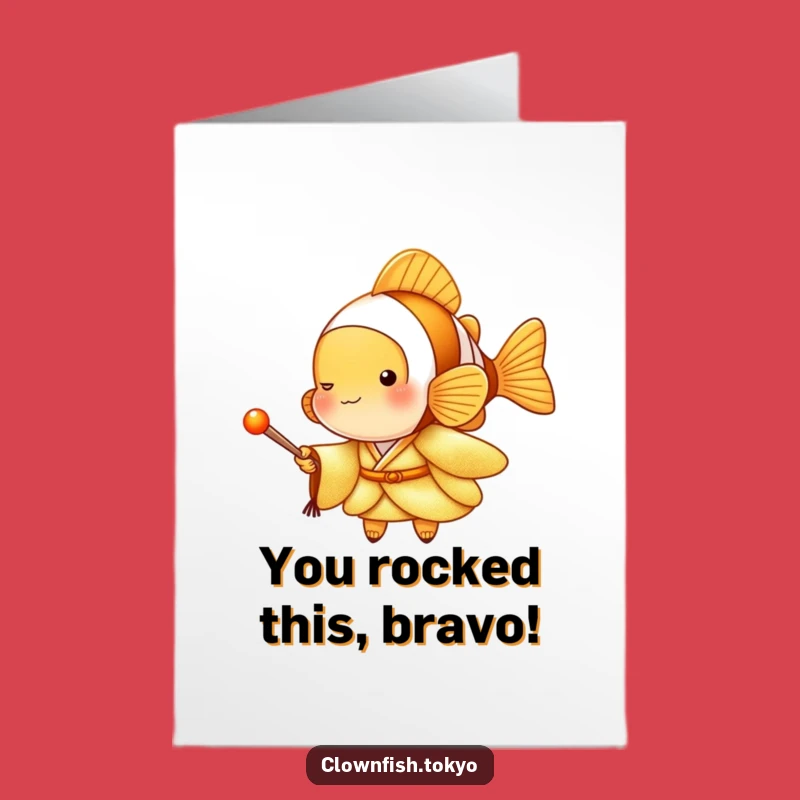 Free Printable Clownfish Congrats Card: Golden Kimono Drummer Downloadable Gift