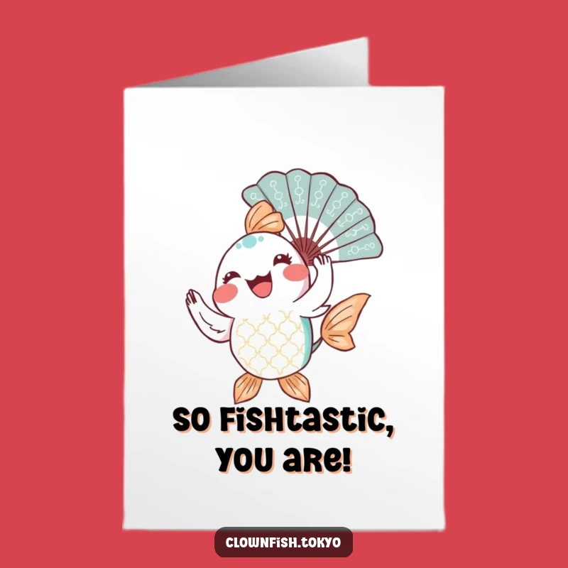 Free Printable Fish Thank You Card: Twirling Fan Gratitude Downloadable Gift