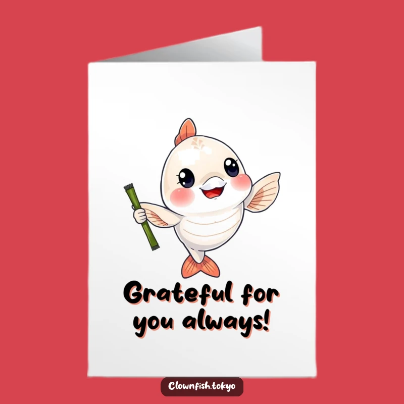 Free Printable Fish Bamboo Thank You Card: Waving Gratitude Downloadable Gift