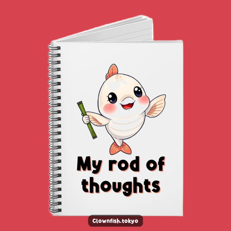 Funny Fish Bamboo Notebook: Journal Your Thoughts with Cheerful Fish Waving Rod, Gift