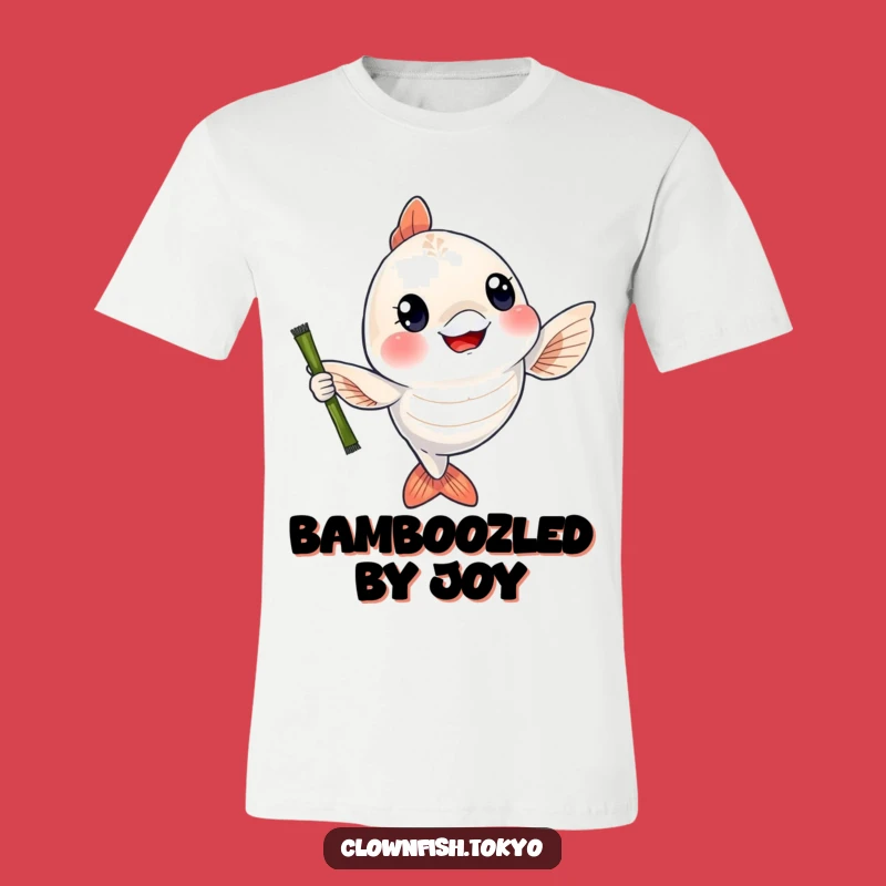 Funny Fish Bamboo T-Shirt: Cheerful Shimmering Fish Waving Rod, Great Fishing Gift