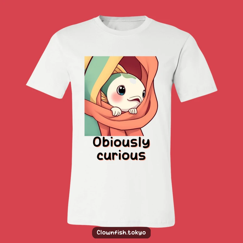 Funny Fish Obi T-Shirt: Curious Fish Peeking from Silk, Unique Japanese Style Funny Gift