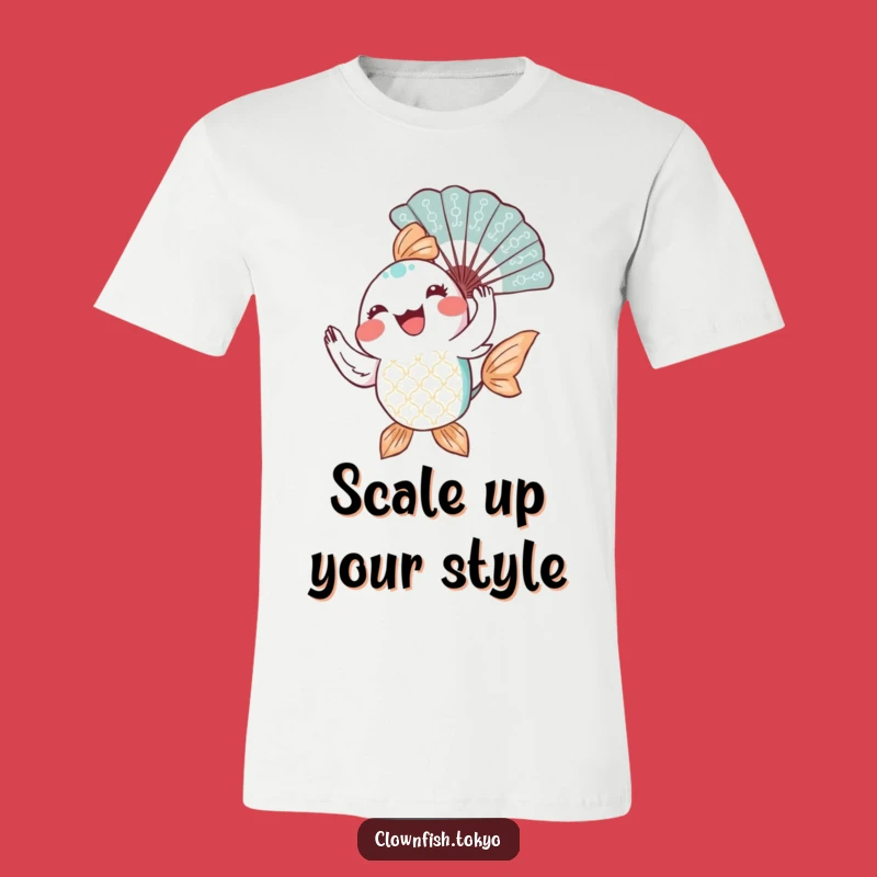 Funny Fish Fan Dancer T-Shirt: Joyful Patterned Fish Twirling a Fan, Hilarious Shirt for Gift