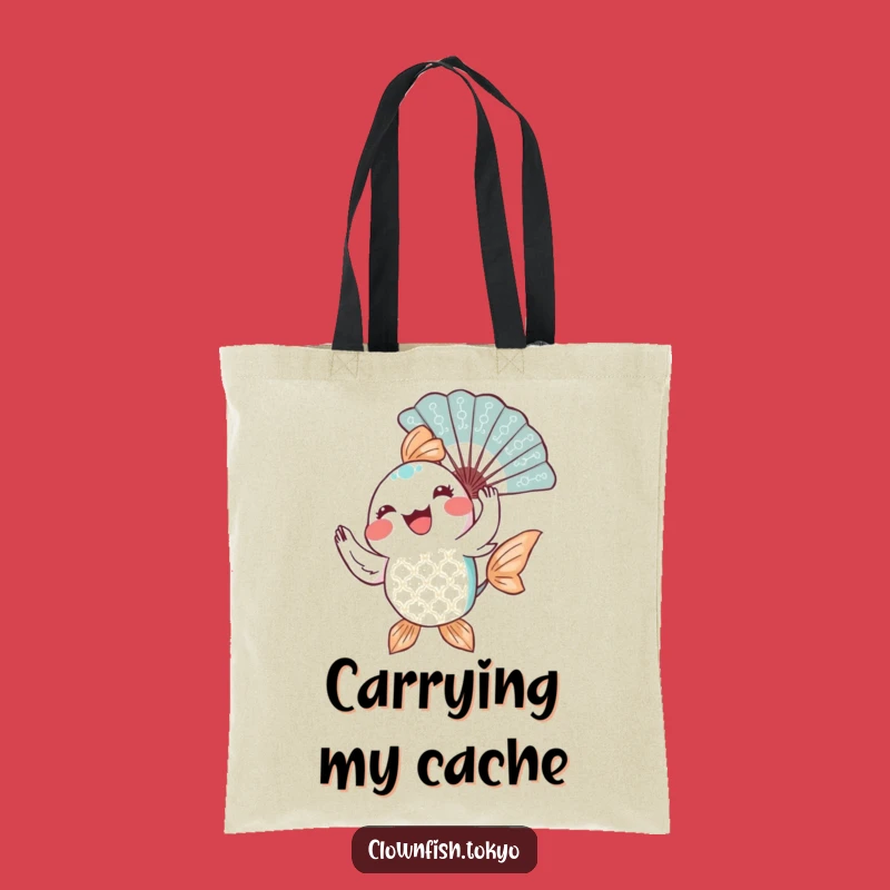 Funny Fish Fan Dancer Tote Bag: Stylish Carry-All with a Joyful Fish Twirling a Fan, Gift